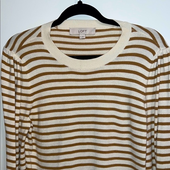 LOFT gold and Cream Striped Sweater - medium - Picture 7 of 8
